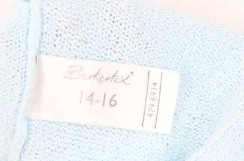 Berkertex Women’s Blue Knit Short Sleeve T-Shirt Size 14-16