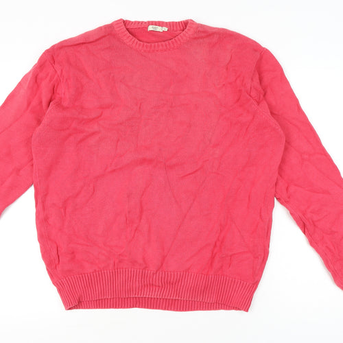 Cotton Traders Men's Pink XL Crew Neck Cotton Pullover Jumper