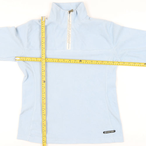 Protest Girlz Women UK 14 Blue Fleece Sweatshirt 1/2 Zip Pullover
