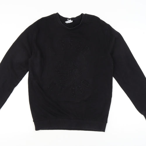 Zara Men Black Medium Skull Graphic Pullover Sweatshirt