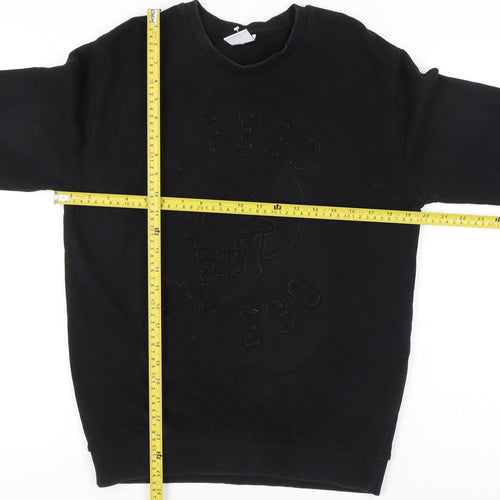 Zara Men Black Medium Skull Graphic Pullover Sweatshirt