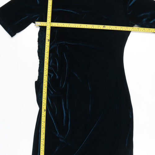 Angeleye Womens Black Velvet Bodycon Dress Size 14 Party Cocktail