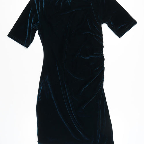 Angeleye Womens Black Velvet Bodycon Dress Size 14 Party Cocktail