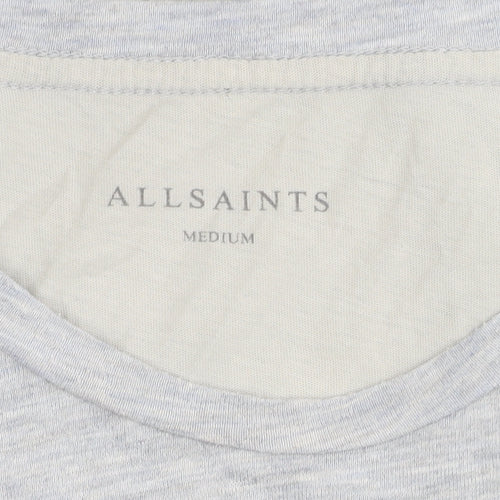 AllSaints Men’s Grey Cotton Crew Neck Short Sleeve T-Shirt Size M