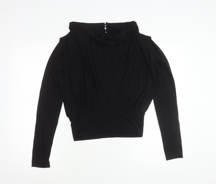 French Connection Womens Black Long Sleeve Cowl Neck Blouse M