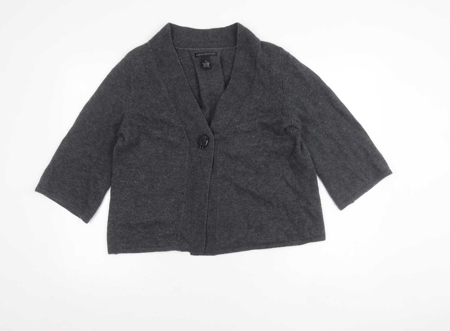 Sarah Spencer Women’s Grey Wool Angora Cardigan Size M V-Neck