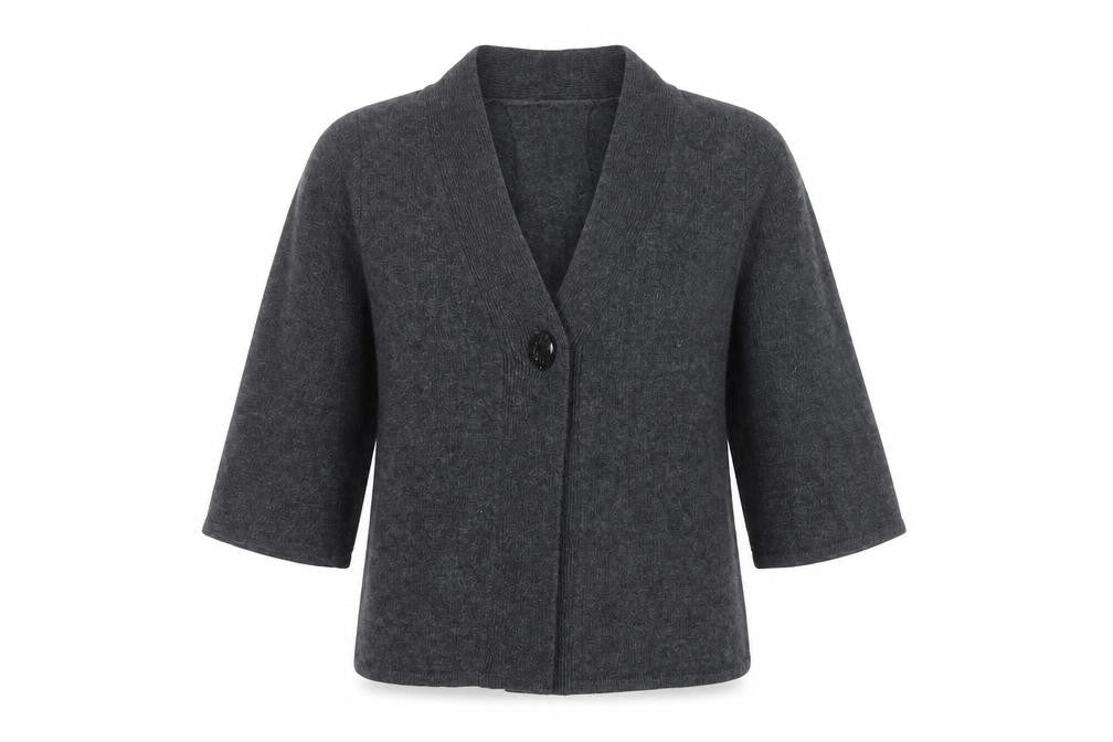 Sarah Spencer Women’s Grey Wool Angora Cardigan Size M V-Neck