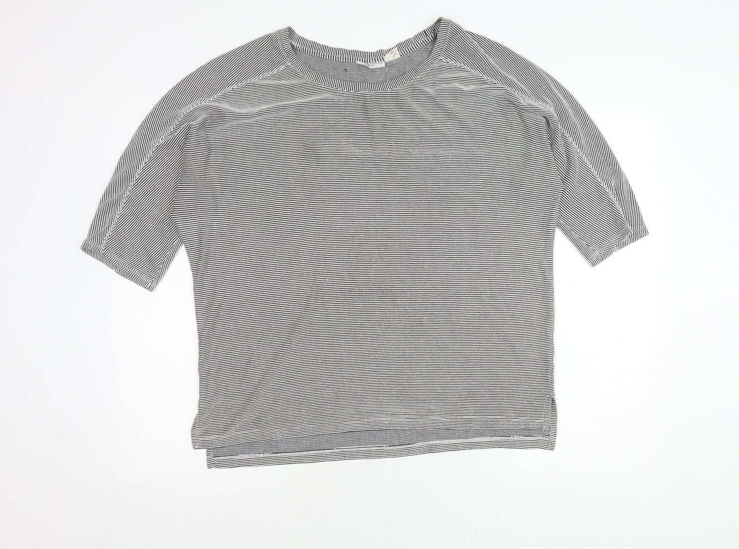 Christian Siriano Women’s Black Striped Relaxed Fit T-Shirt Size L