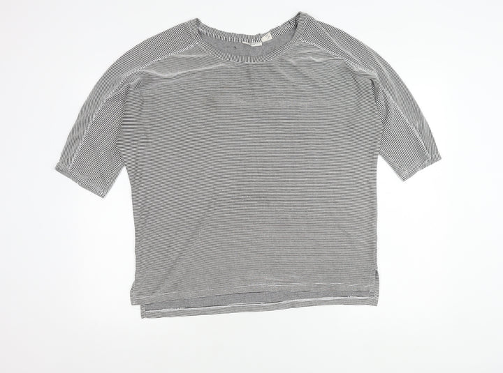 Christian Siriano Women’s Black Striped Relaxed Fit T-Shirt Size L