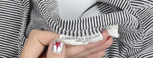 Christian Siriano Women’s Black Striped Relaxed Fit T-Shirt Size L