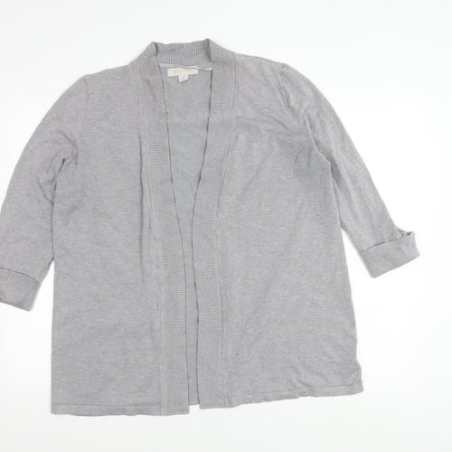 Laura Ashley Women’s Grey Cardigan L Open Front 3/4 Sleeve Knit