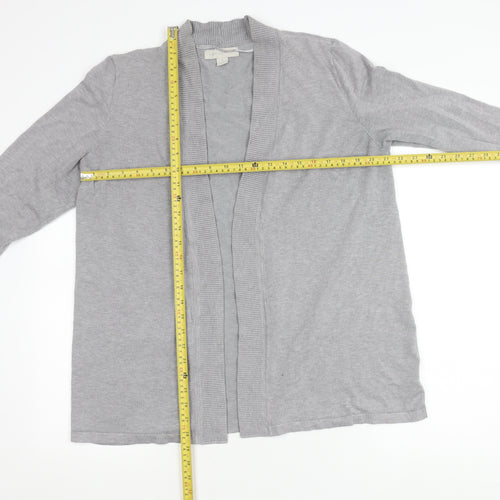 Laura Ashley Women’s Grey Cardigan L Open Front 3/4 Sleeve Knit