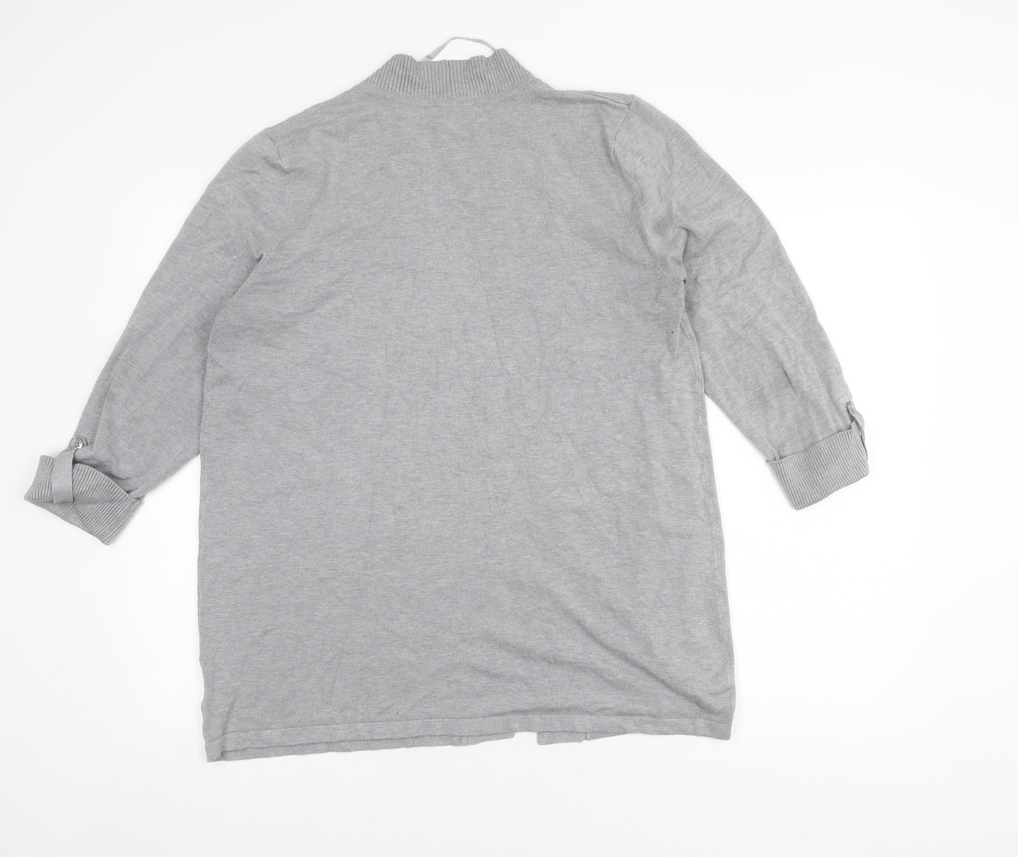Laura Ashley Women’s Grey Cardigan L Open Front 3/4 Sleeve Knit