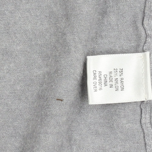 Laura Ashley Women’s Grey Cardigan L Open Front 3/4 Sleeve Knit