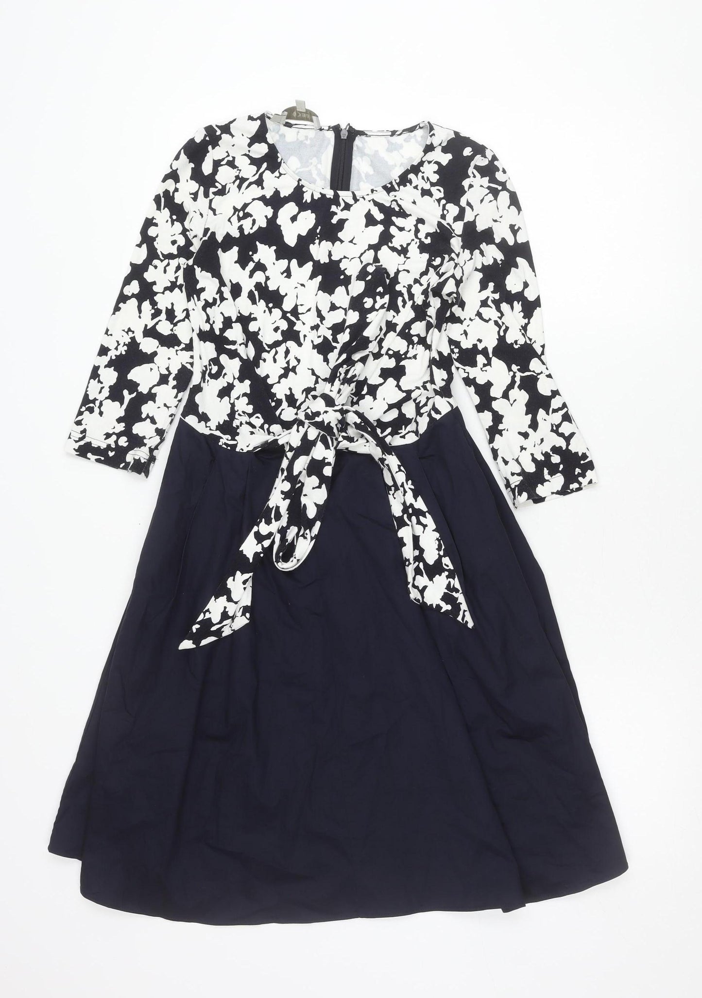 Hobbs Women’s Blue Floral Fit & Flare Dress Size 8 Long Sleeve