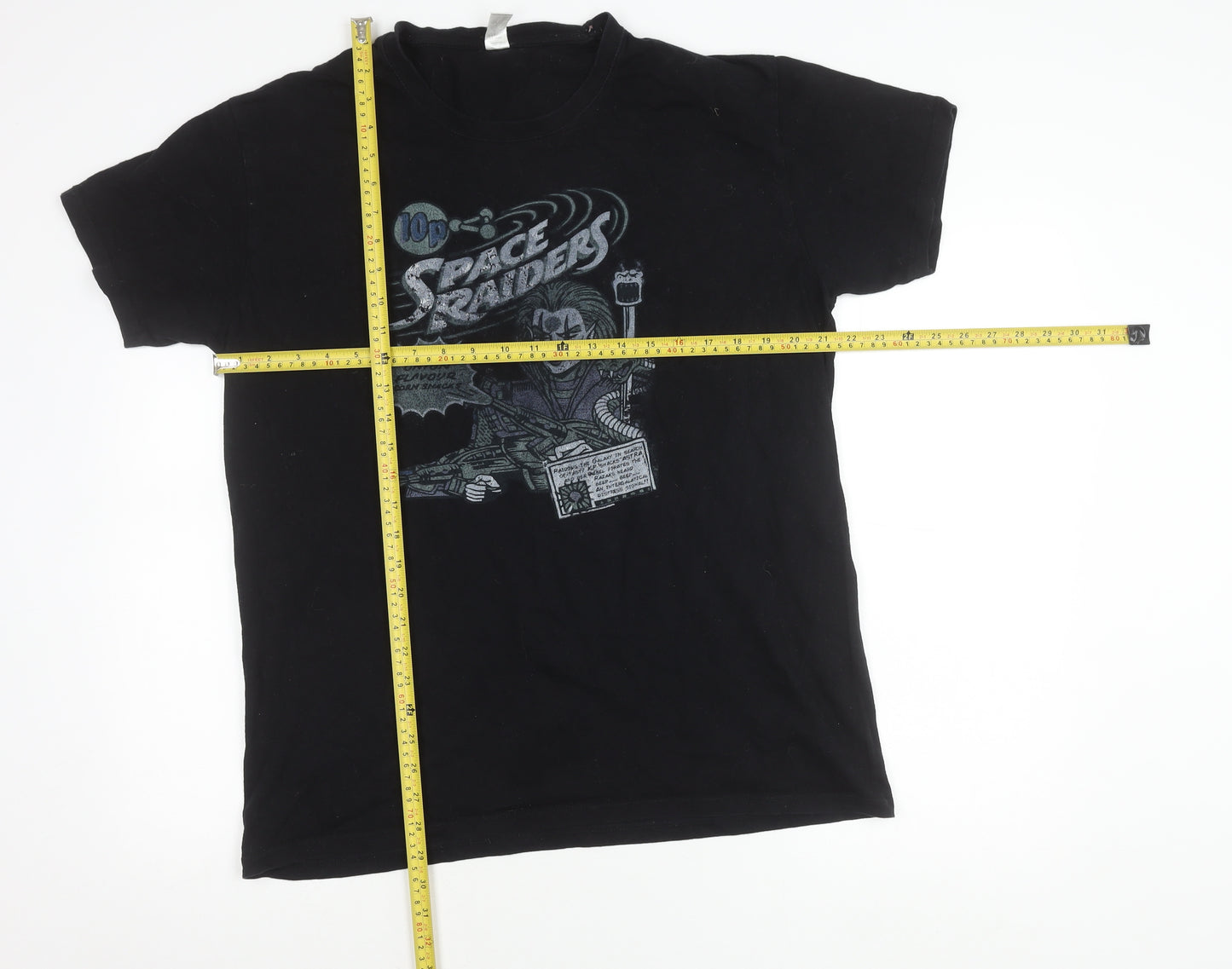 Imperial Men’s Black Retro Space Raiders Graphic T-Shirt Size S