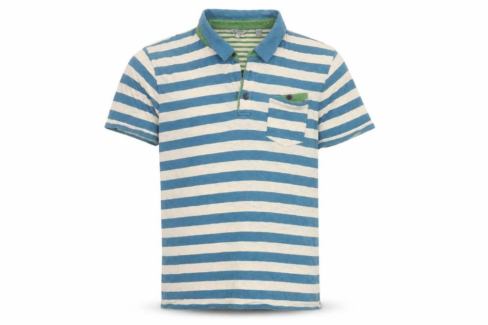 Ted Baker Men's Blue Striped Polo Shirt Size L Cotton Casual