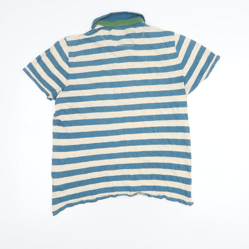 Ted Baker Men's Blue Striped Polo Shirt Size L Cotton Casual