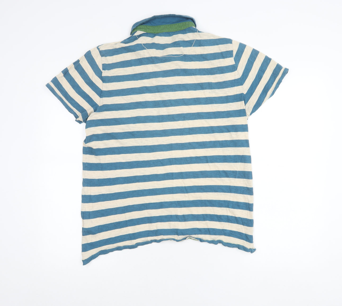 Ted Baker Men's Blue Striped Polo Shirt Size L Cotton Casual