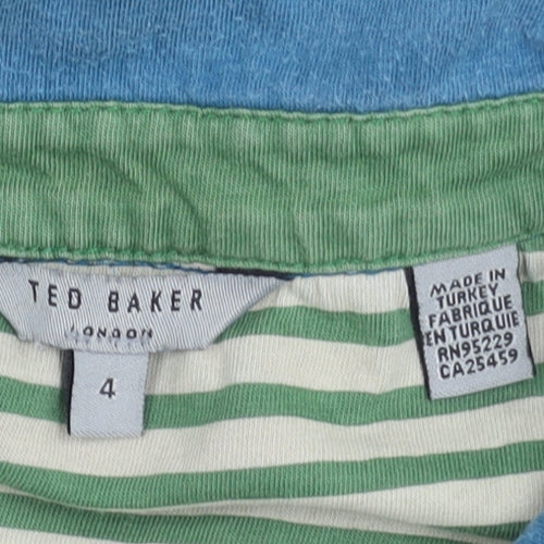 Ted Baker Men's Blue Striped Polo Shirt Size L Cotton Casual