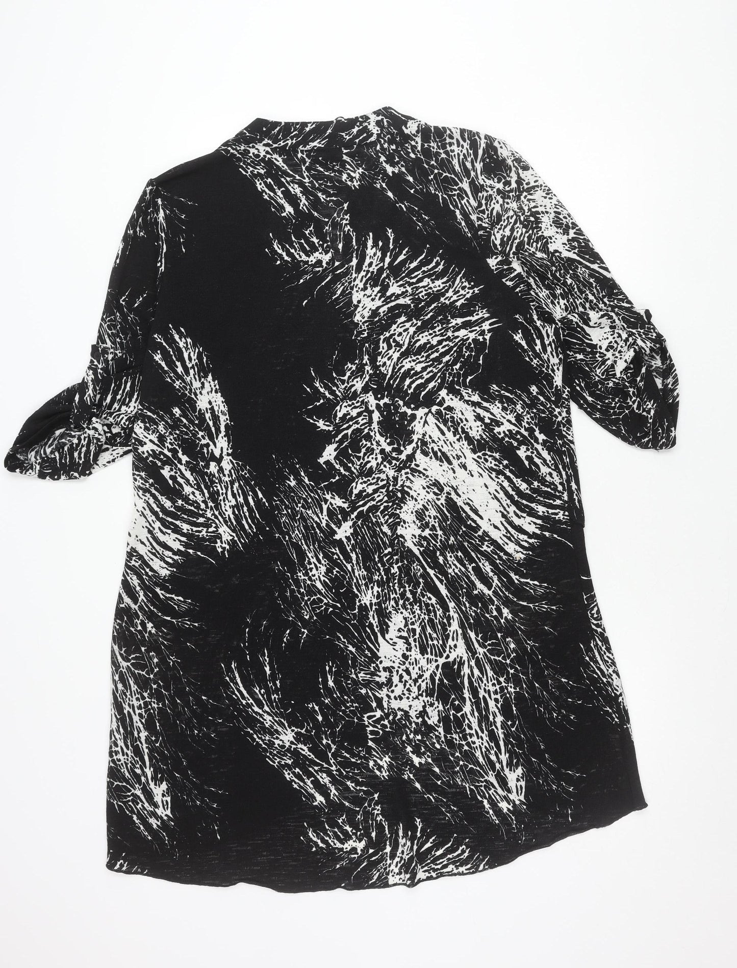 Roman Women’s Black White Abstract Shift Dress Size 20 Long Sleeve V-Neck