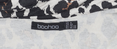 Boohoo Women’s Leopard Print Mini Wrap Dress UK 4 V-Neck