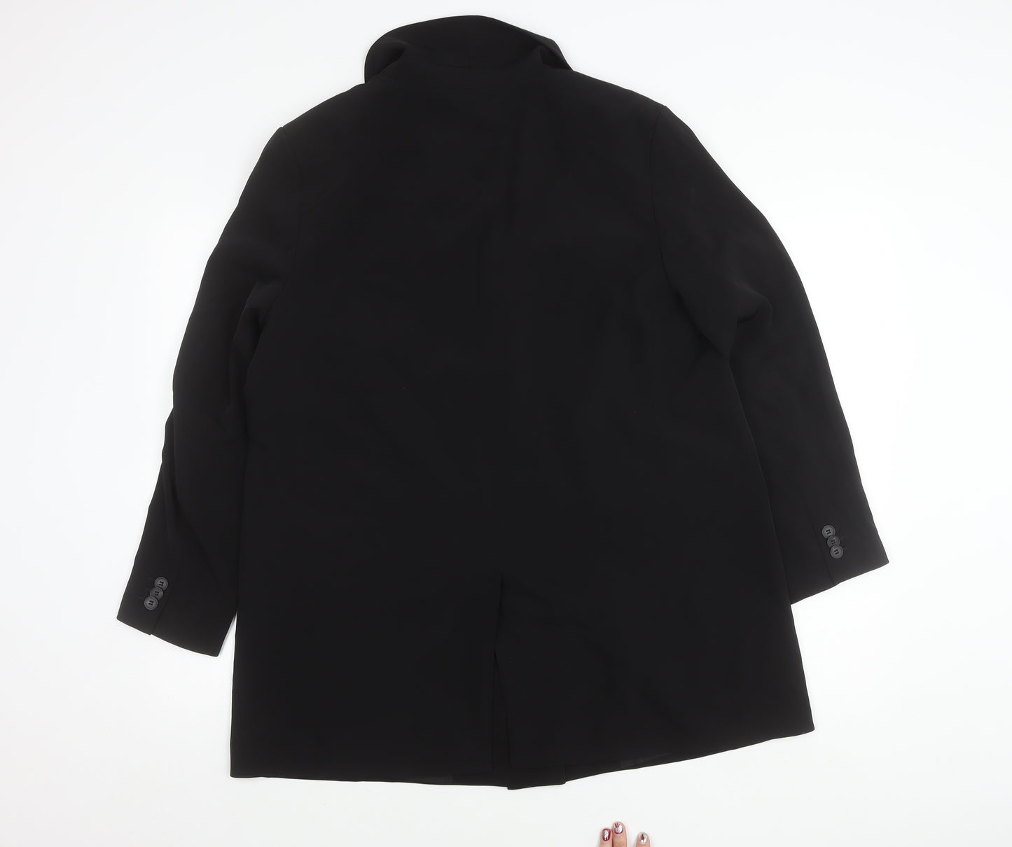 H&M Women Black Double-Breasted Blazer Jacket Size 12