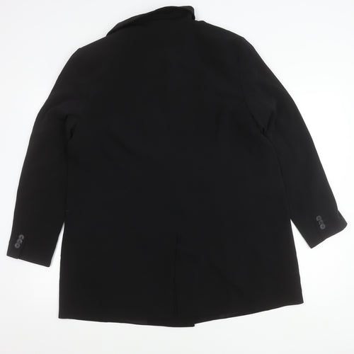 H&M Women Black Double-Breasted Blazer Jacket Size 12