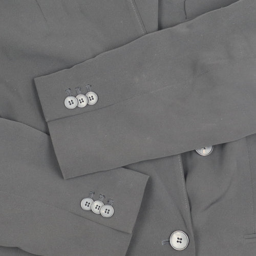 H&M Women Black Double-Breasted Blazer Jacket Size 12