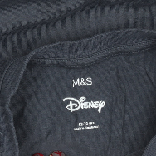 Marks and Spencer Girls Grey Stitch Disney Long Sleeve T-Shirt 12-13Y