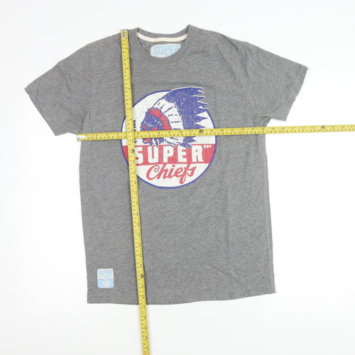 Superdry Mens Grey Graphic Print Retro Crew Neck T-Shirt Size S
