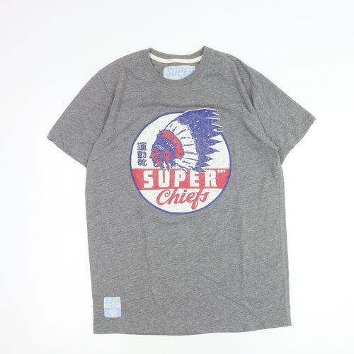 Superdry Mens Grey Graphic Print Retro Crew Neck T-Shirt Size S