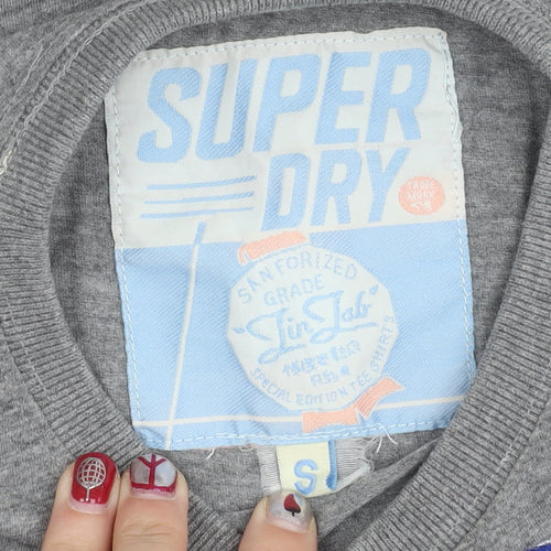 Superdry Mens Grey Graphic Print Retro Crew Neck T-Shirt Size S