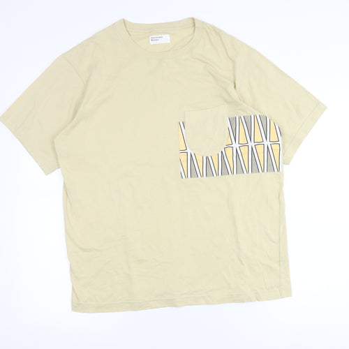 Greenwich Men’s Beige Medium Short Sleeve Graphic Pocket T-Shirt