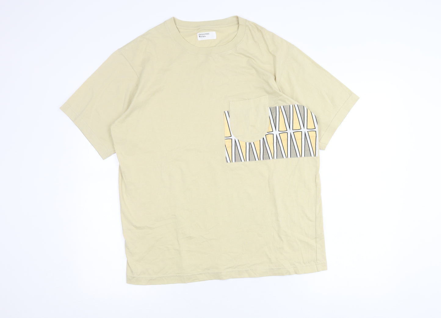 Greenwich Men’s Beige Medium Short Sleeve Graphic Pocket T-Shirt