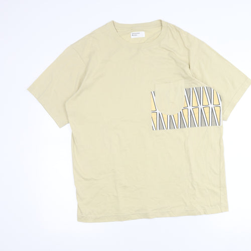 Greenwich Men’s Beige Medium Short Sleeve Graphic Pocket T-Shirt