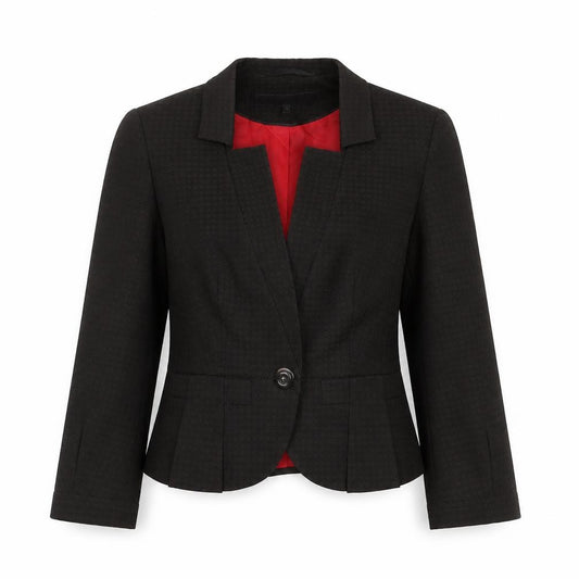 Front view of Next Petite Women's Black, size 6, One-Button Blazer Jacket