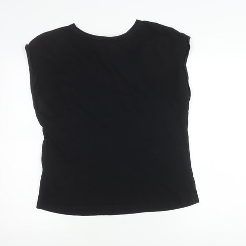 Mint Velvet Womens Black Sleeveless Rhinestone T-Shirt Size M