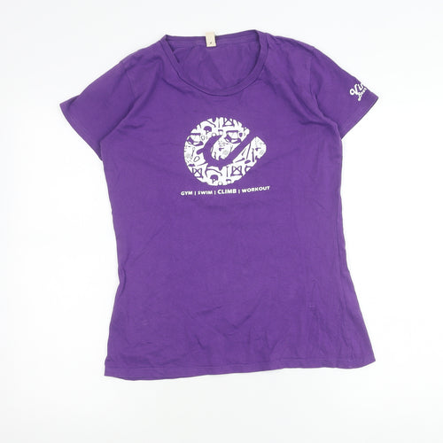 Earth Positive Womens Purple Cotton T-Shirt L Short Sleeve Crew Neck
