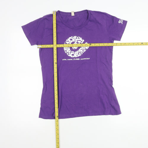 Earth Positive Womens Purple Cotton T-Shirt L Short Sleeve Crew Neck
