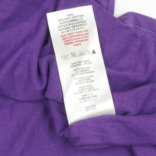 Earth Positive Womens Purple Cotton T-Shirt L Short Sleeve Crew Neck