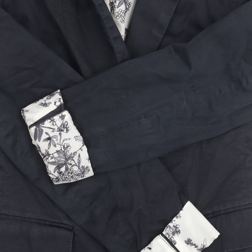 H&M Women's Black Size 6 Cotton Blend One-Button Blazer Jacket