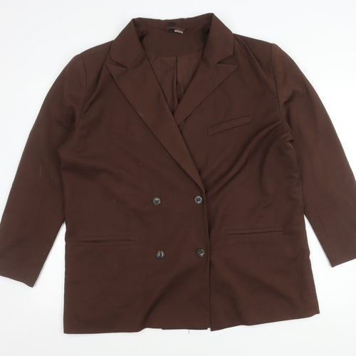 H&M Divided Womens Brown Double-Breasted Suit Jacket Size 12
