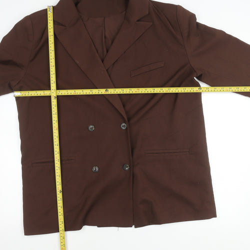 H&M Divided Womens Brown Double-Breasted Suit Jacket Size 12