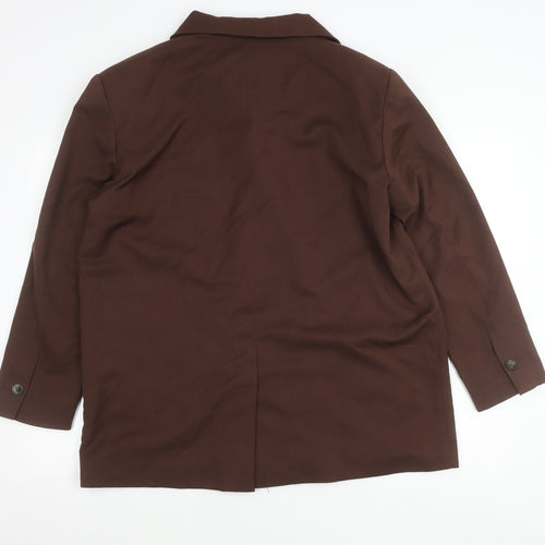 H&M Divided Womens Brown Double-Breasted Suit Jacket Size 12