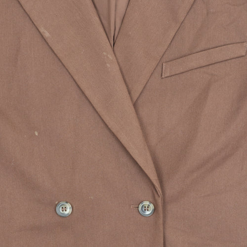H&M Divided Womens Brown Double-Breasted Suit Jacket Size 12