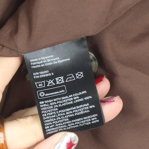 H&M Divided Womens Brown Double-Breasted Suit Jacket Size 12