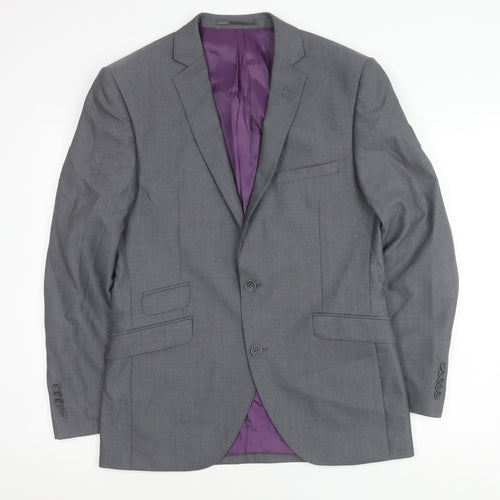 Brook Taverner Men's Grey 40R Wool Blazer Jacket Formal Notch Lapel