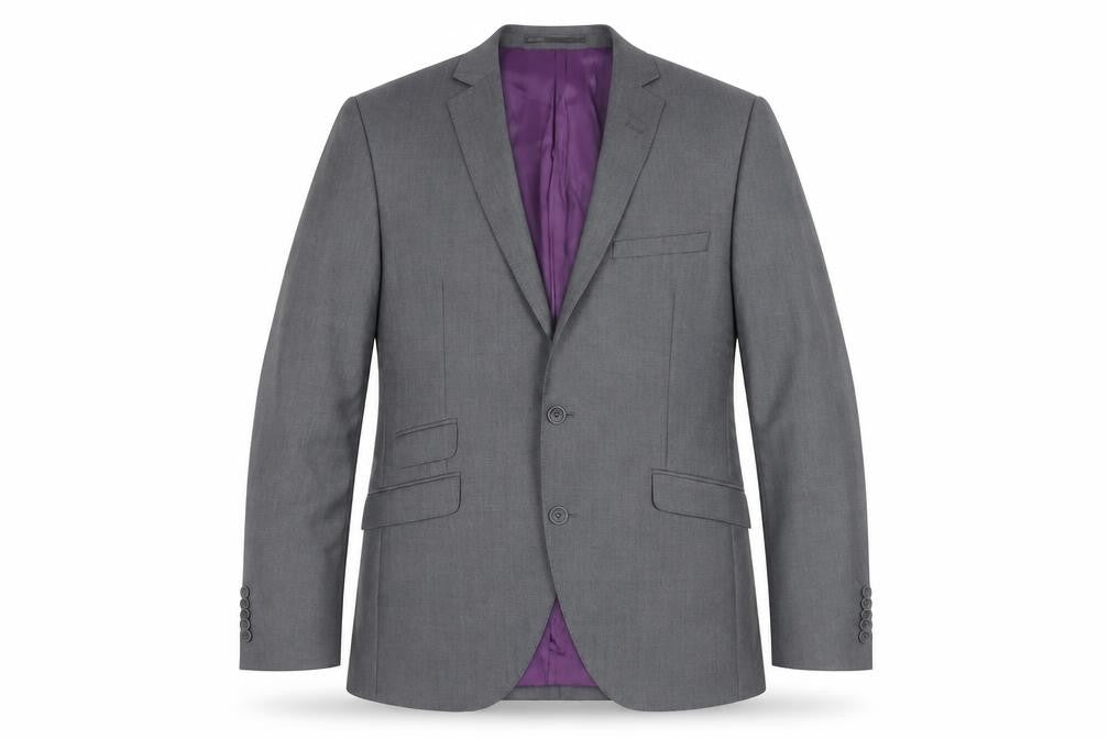 Front view of Brook Taverner Men's Grey 40R Wool Blazer Jacket Formal Notch Lapel
