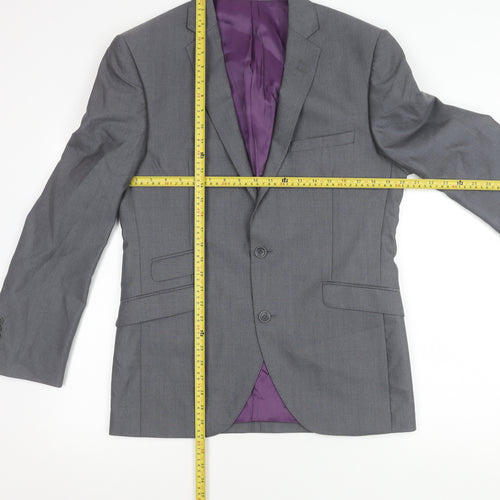 Brook Taverner Men's Grey 40R Wool Blazer Jacket Formal Notch Lapel